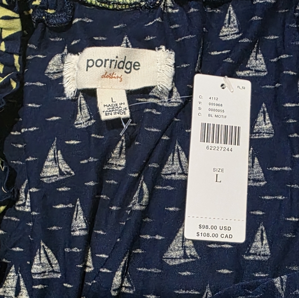 NWT Anthropologie Navy and Yellow Sailboat Print Top - Picture 5 of 8